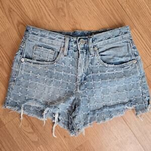 BLANKNYC The Barrow Womens High-Rise Distressed Denim Shorts Sz 24 Frayed Edge